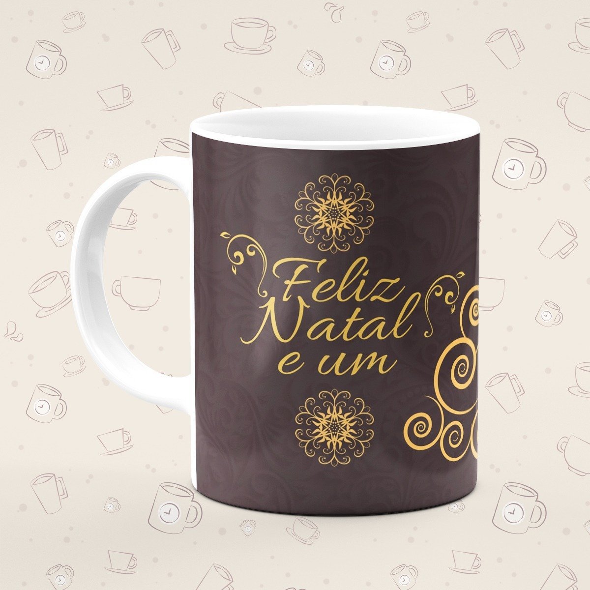 Caneca Personalizada Natal Marrom - Canecas 24 Horas