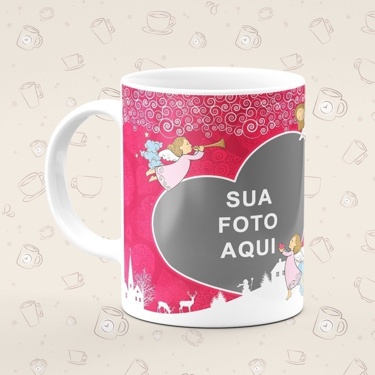Caneca Personalizada Natal Rosa Foto - Canecas 24 Horas