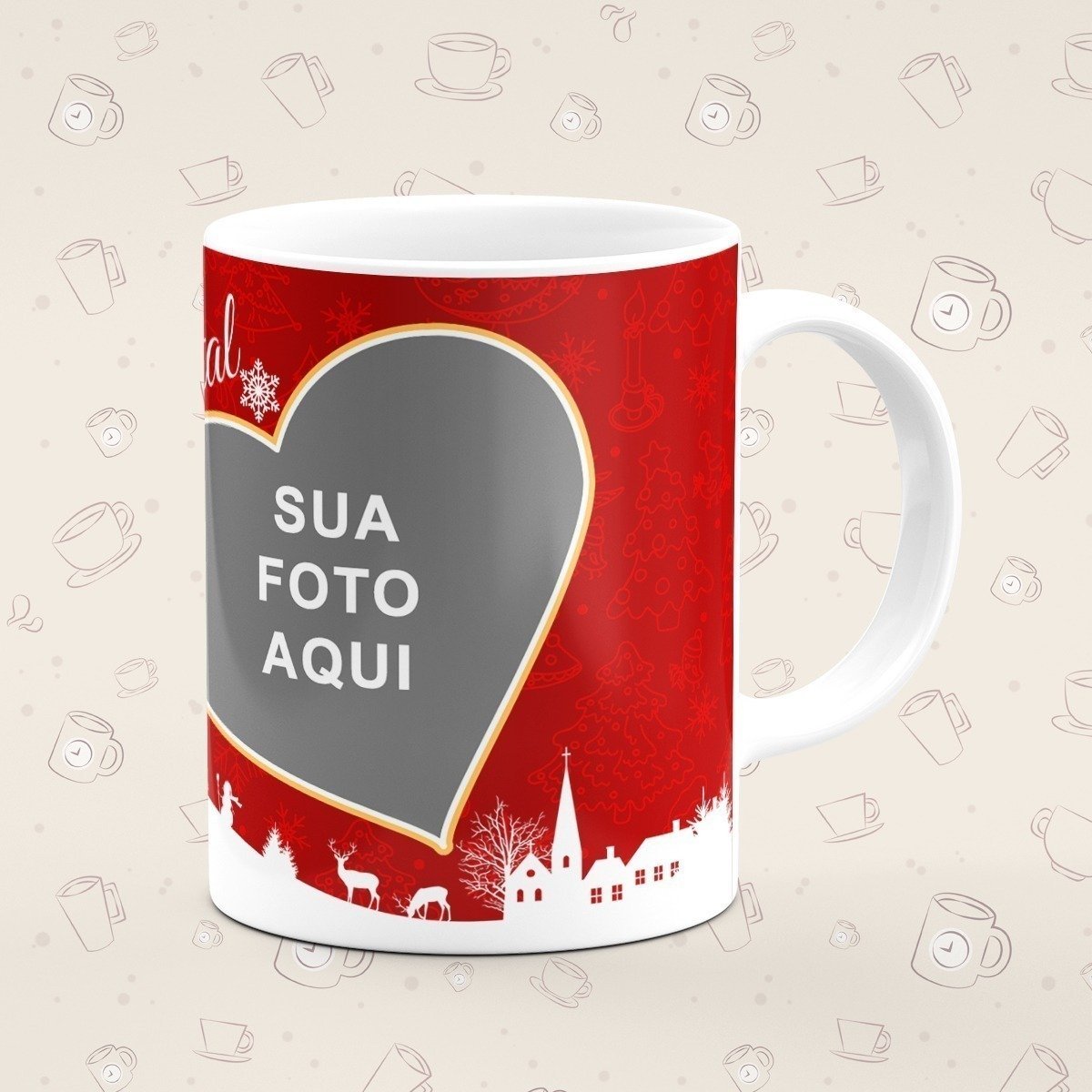 Caneca Personalizada Natal Vermelho Foto - Canecas 24 Horas