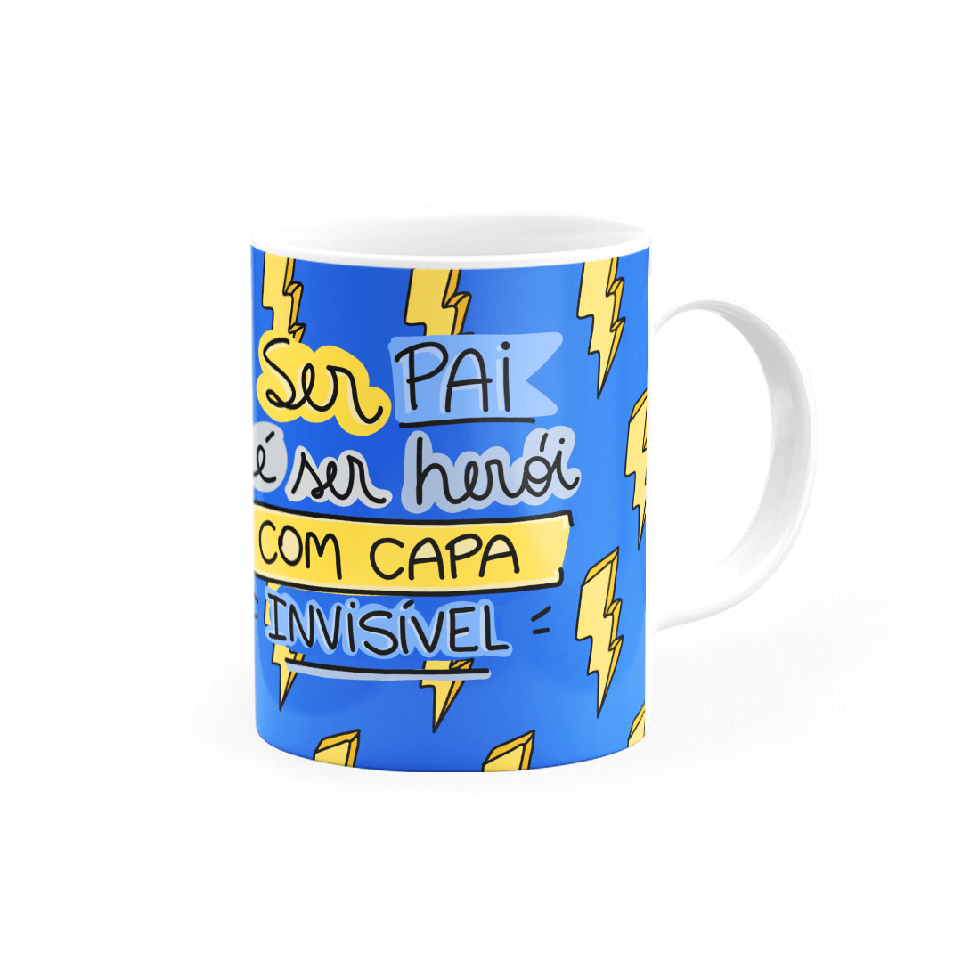 Caneca Personalizada Ser Pai é ser herói com capa invisível • Canecas 24 Horas