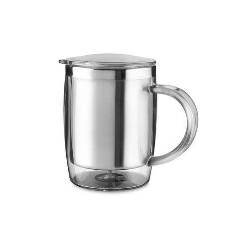 Caneca Plástica 400ml com Interior em Inox e Tampa Personalizada