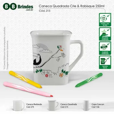 Caneca Quadrada 250ml Crie e Rabisque
