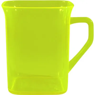 Caneca Quadrada Cristal Amarelo Neon 300ml Plastico