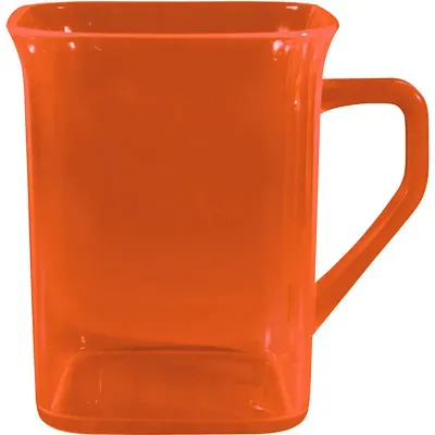 Caneca Quadrada Cristal Laranja Neon 300ml Plastico
