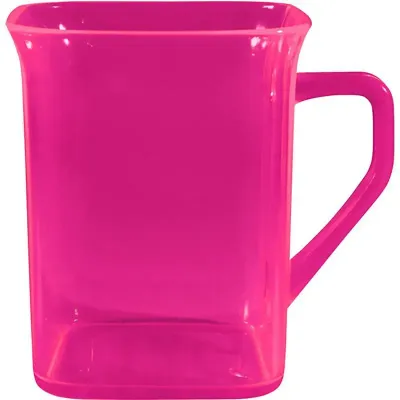 Caneca Quadrada Cristal Rosa Neon 300ml Plastico
