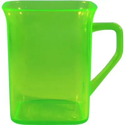 Caneca Quadrada Cristal Verde Neon 300ml Plastico