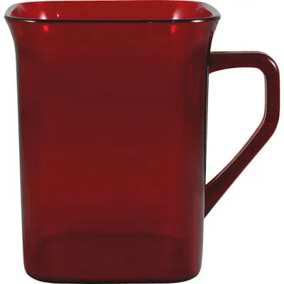 Caneca Quadrada Cristal Vermelho 300ml Plastico