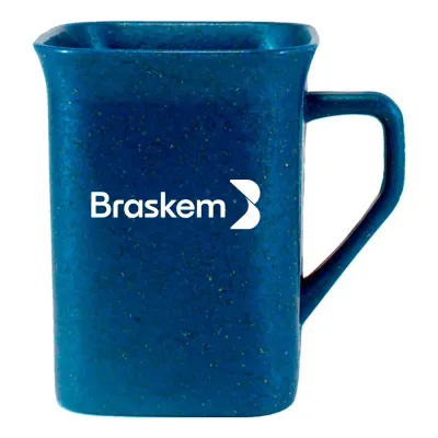 Caneca Quadrada Fibra Madeira Azul 250ml