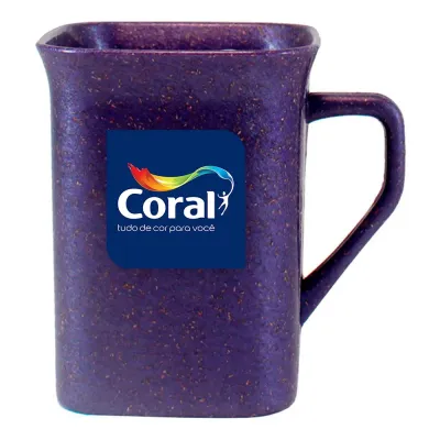 Caneca Quadrada Fibra Madeira Lilas 250ml