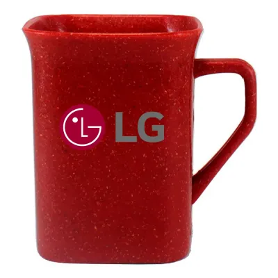 Caneca Quadrada Fibra Madeira Vermelho 250ml