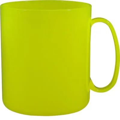 Caneca Redonda Amarelo Neon 400ml Plastico Premium