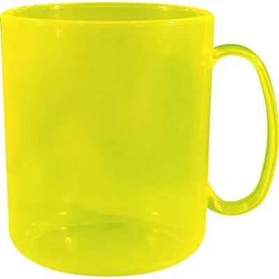 Caneca Redonda Cristal Amarelo Neon 400ml Plastico