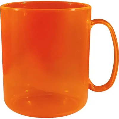Caneca Redonda Cristal Laranja Neon 400ml Plastico