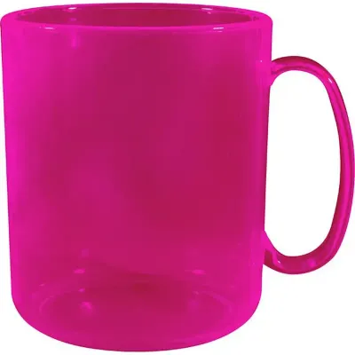 Caneca Redonda Cristal Rosa Neon 400ml Plastico