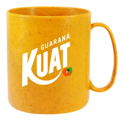 Caneca Redonda Fibra Madeira Amarelo 400ml