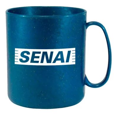 Caneca Redonda Fibra Madeira Azul 400ml