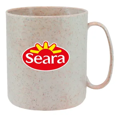 Caneca Redonda Fibra Madeira Palha 400ml