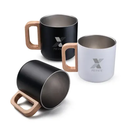 Caneca Termica Com Alca em Madeira Personalizada