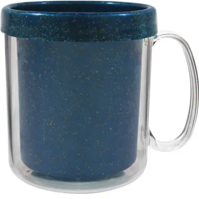 Caneca Termica Cristal 300ml Fibra Madeira Azul