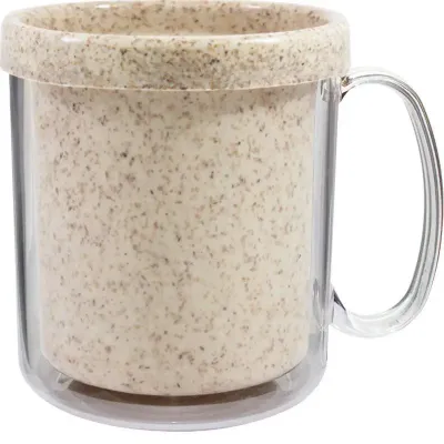 Caneca Termica Cristal 300ml Fibra Madeira Palha