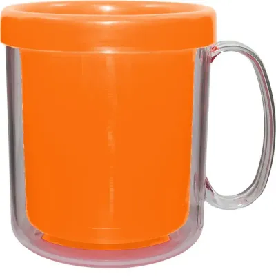 Caneca Termica Cristal Alaranjado 300ml Plastico