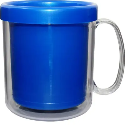 Caneca Termica Cristal Azul 300ml Plastico