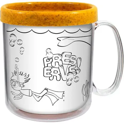 Caneca Termica Cristal Infantil 300ml Amarelo