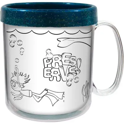 Caneca Termica Cristal Infantil 300ml Azul