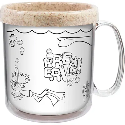 Caneca Termica Cristal Infantil 300ml Palha