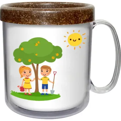 Caneca Termica Cristal Infantil 300ml Refil Colorido Fibra Coco Green