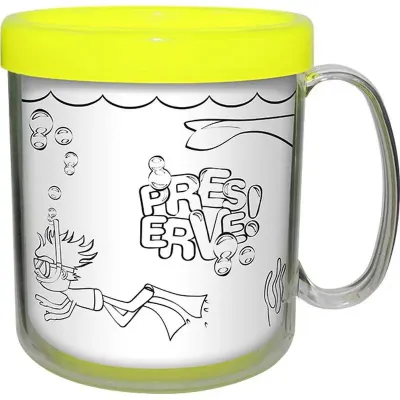 Caneca Termica Cristal Infantil Amarelo Neon