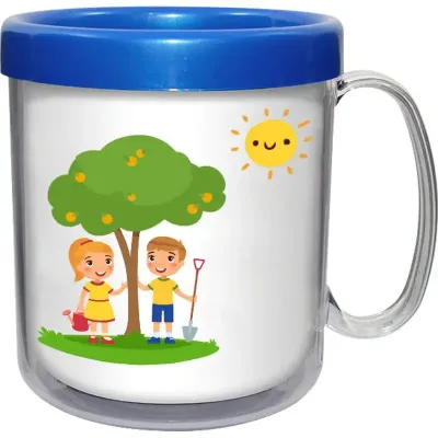 Caneca Termica Cristal Infantil Azul 300ml