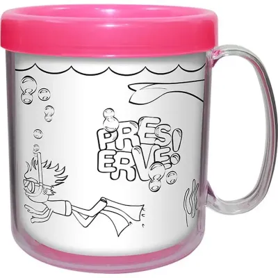 Caneca Termica Cristal Infantil Rosa Neon