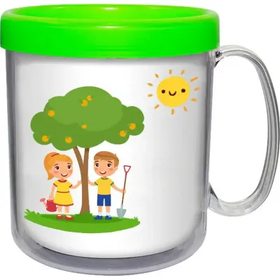 Caneca Termica Cristal Infantil Verde Neon 300m