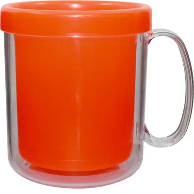 Caneca Termica Cristal Laranja Neon 300ml Plastico