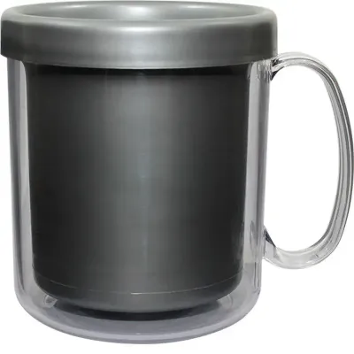 Caneca Termica Cristal Prata 300ml Plastico