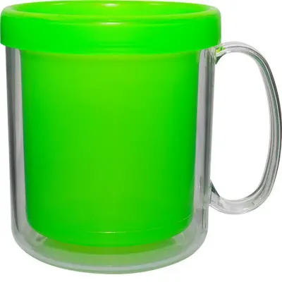 Caneca Termica Cristal Verde Neon 300ml Plastico