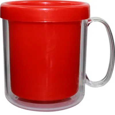 Caneca Termica Cristal Vermelho 300ml Plastico