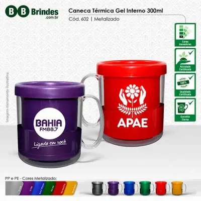 Caneca Termica Gel 300ml Metalizado