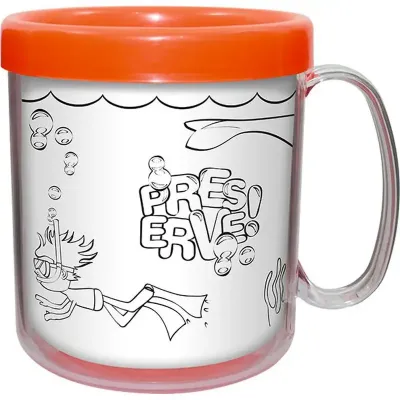 Caneca Termica Infantil 300ML Laranja Neon Pb de Plastico