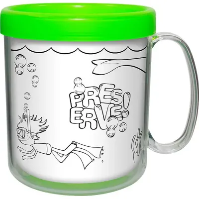 Caneca Termica Infantil 300ML Verde Neon Pb de Plastico