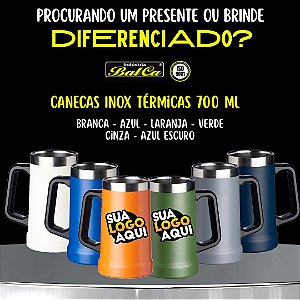 Caneca Térmica Inox 1,2L com Alça e Canudo