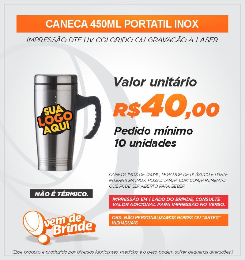 Caneca 450ML Portatil Inox