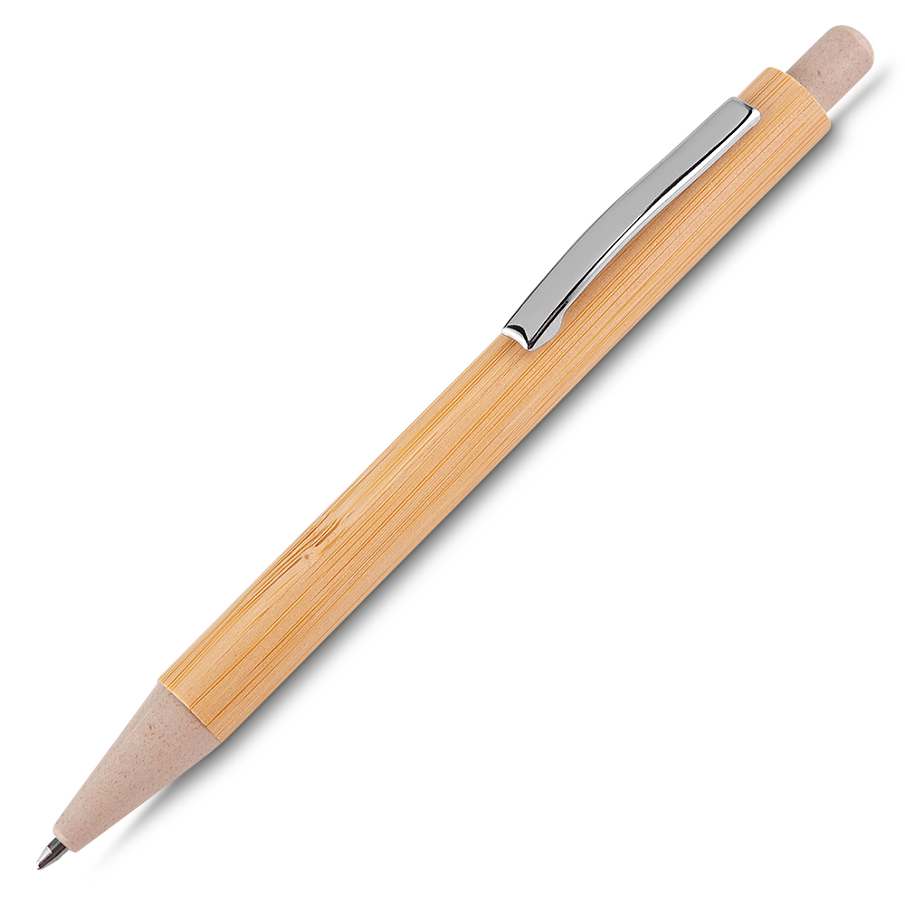 Caneta De Bambu Com Metal E Plástico