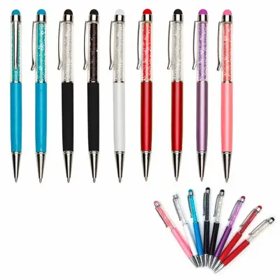 Caneta de Metal Touch Com Cristais