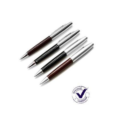 Caneta em Metal Personalizada Para Brinde Com Detalhes em Couro e Com Metal Fosco Elegante Essa ca