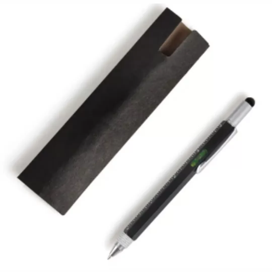 Caneta Esferográfica 6X1 Em Alumínio - Preta