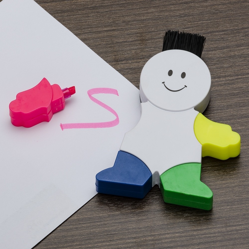 Caneta Marca Texto 4 em 1 Formato Boneco Personalizado
