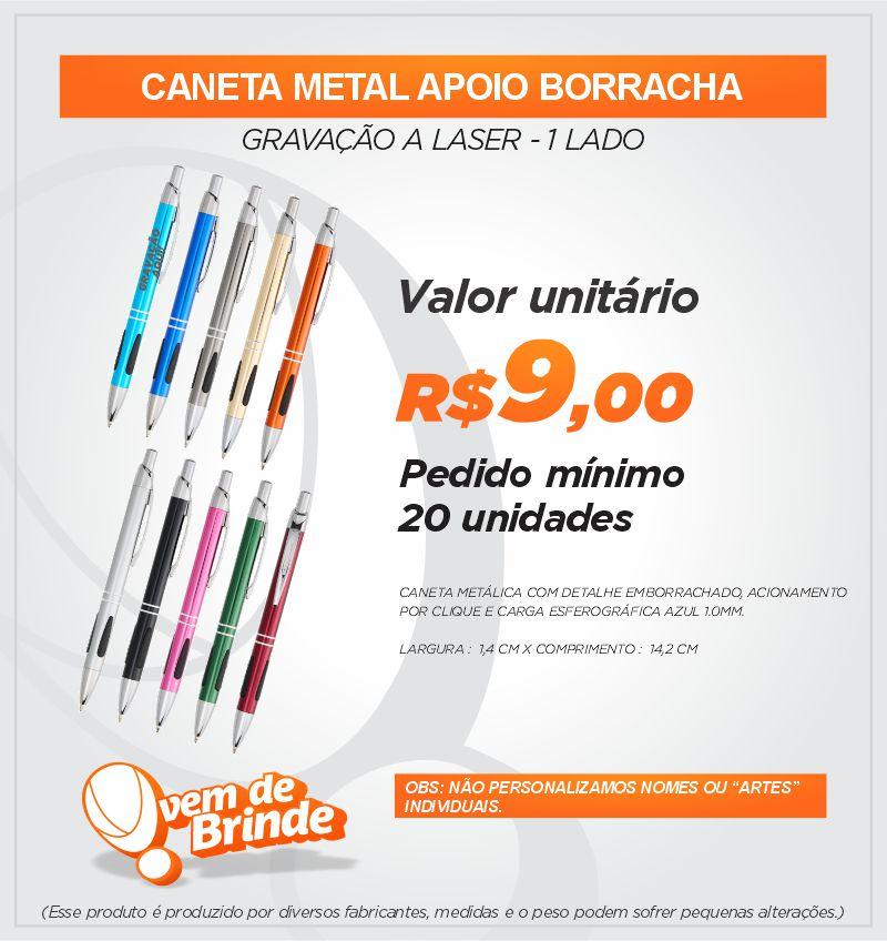 Caneta Metal Apoio Borracha