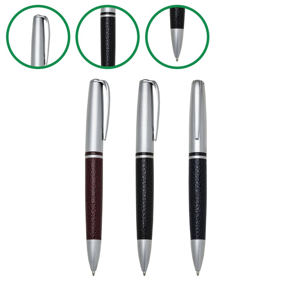 Caneta Metal Fosco com Couro Personalizado